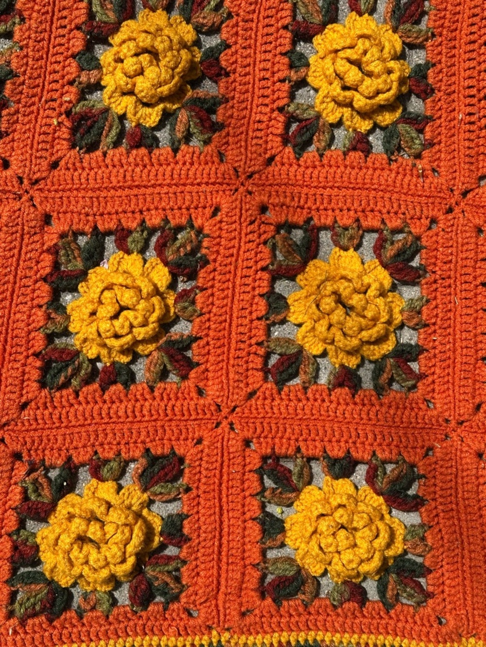 Handmade Crochet 3D Floral Throw in Fall colors  Cottagecore cozy grandma